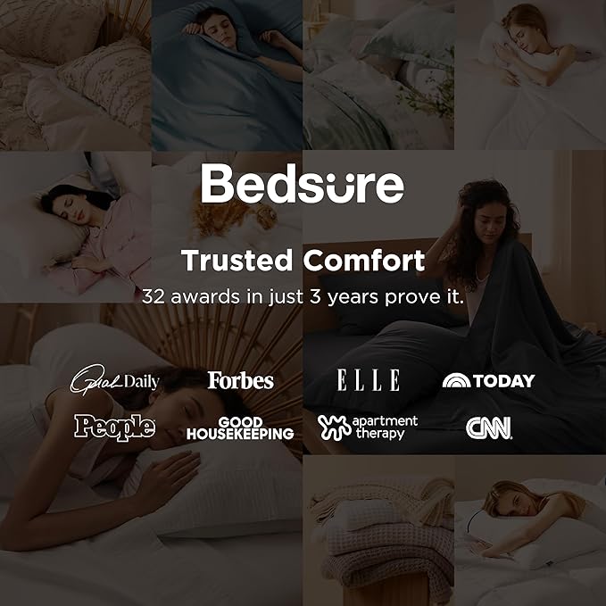 Bedsure King Size Sheets Set - 4 Pieces Soft King Sheets - Breathable & Cooling - Hotel Luxury - Easy Care Polyester Microfiber Bedding for Women, Men, Dark Grey