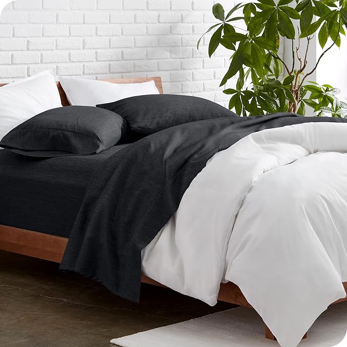Bare Home Split California King Sheet Set - 1800 Ultra-Soft Microfiber Double Brushed - Deep Pockets - Easy Fit - 5 Piece Set - Bed Sheets (Split Cal King, Heathered Black)
