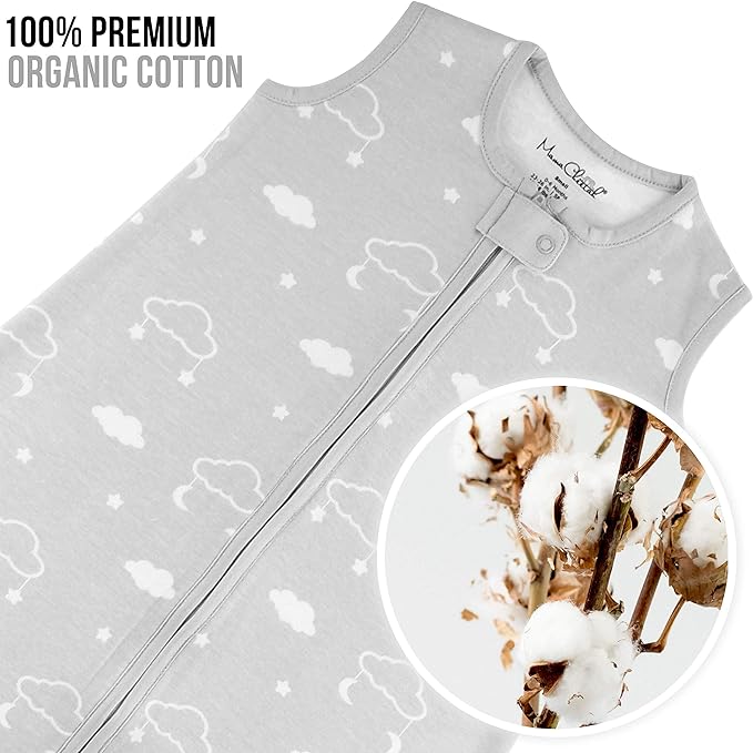 Mama Cheetah Baby Sleep Sack 0.5 TOG, Organic Cotton Baby Wearable Blanket with Two-Way Zipper, Swaddle Transition Baby Sleeping Bag for Newborn Infant Toddler Boy Girl, 0-6 Months