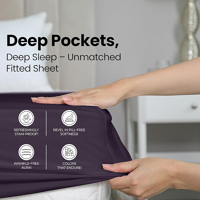 Utopia Bedding Queen Fitted Sheet - Bottom Sheet - Deep Pocket - Soft Microfiber - Shrinkage and Fade Resistant - Easy Care -1 Fitted Sheet Only (Purple)