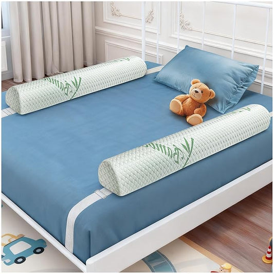 Waterproof Baby Bed Bumper for Toddler with Adjustable Band, Soft Kid Foam Bed Rail for Rental, Vacational, Full, Queen, Twin, King Size Bed, Green, 2 Pack