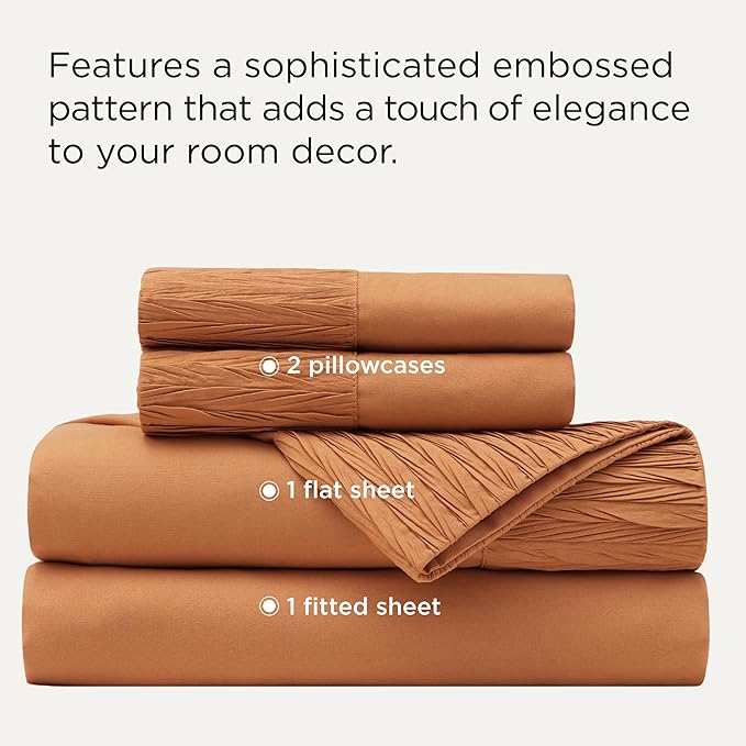 Bedsure California King Sheet Sets - 4 Pieces Soft Cal King Sheets - Breathable & Cooling - Hotel Luxury - Easy Care Polyester Microfiber Bedding for Women, Men, Dusty Orange