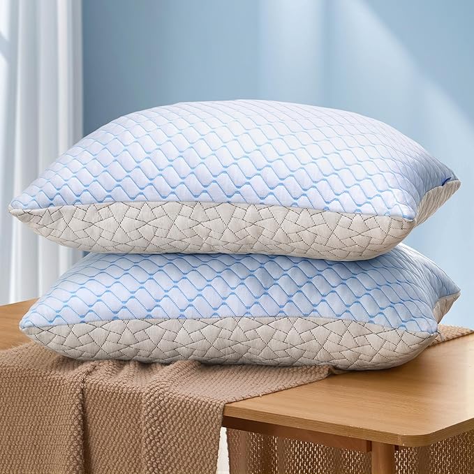 Bafode Memory Foam Pillows King Size Set of 2 Cooling Bed Pillow 2 Pack Shredded Memory Foam Pillow for Sleeping 20x36