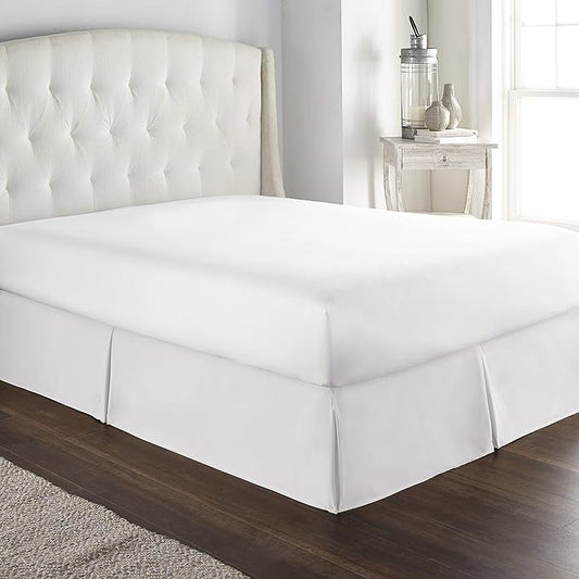 800 Thread Count 100% Pure Cotton Luxury Box Pleated Bed Skirt Olympic Queen Size with 16 Inch Drop Length White