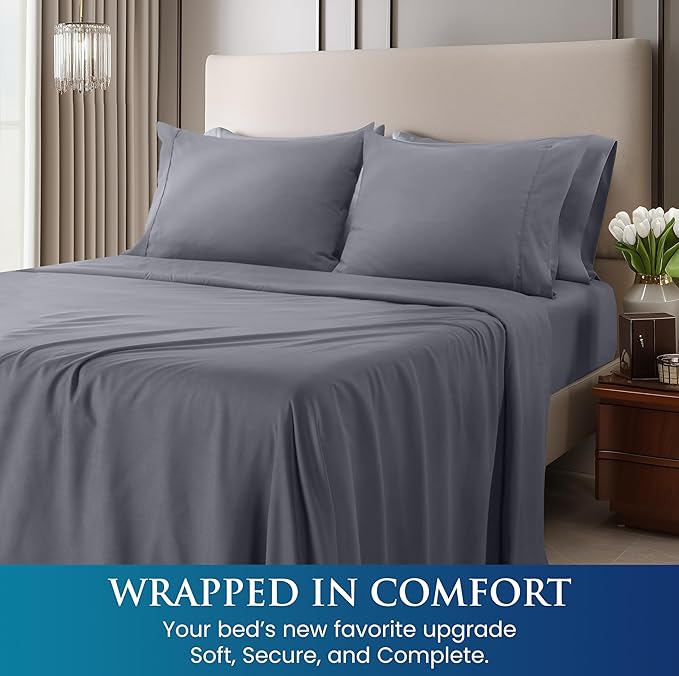 Utopia Bedding Full Size 4 Piece Sheet Set - Brushed Microfiber - Soft Bed Sheets for Full Size Bed - Includes 1 Fitted, 1 Flat, & 2 Pillow Cases - Deep Pocket (Grey)