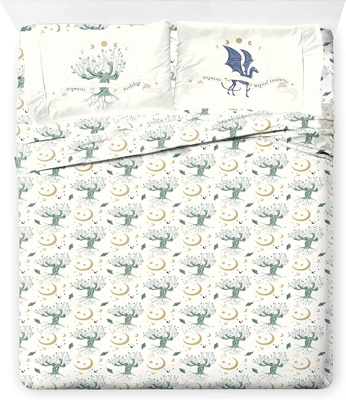 Jay Franco Kids Comforter Set Includes Sheets and Pillow Covers - Soft and Cozy Bed Set for Stylish Room Decor, Official Licensed Product, Green - Harry Potter, 7 Piece Full