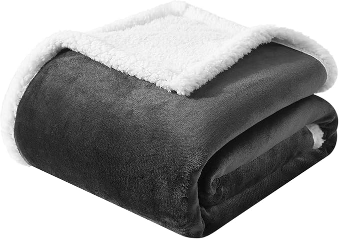 Dark Grey Twin Size Blanket for Bed, Soft Thick Fuzzy Flannel Blankets, Reversible Plush Warm Blanket, Oeko-TEX Certified, Valentine’s Day Gifts, Dark Grey 60x80 Inches