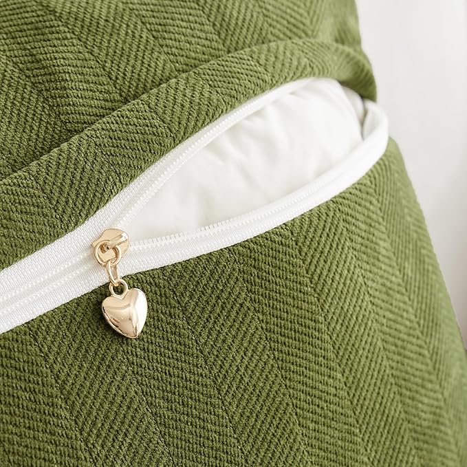 MIULEE Pack of 2 Moss Green Decorative Pillow Covers 24x24 Inch Soft Chenille Luxurious Couch Throw Pillows Farmhouse Cushion Covers Euro Shams Elegant Design for Sofa Bed Living Room Spring Decor