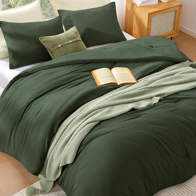 WRENSONGE Full Size Comforter Sets - 3 Pieces Deep Forest Comforter Prewashed Soft Lightweight for All Seasons, Fluffy Down Alternative Comforter Full Size with 2 Pillow Shams