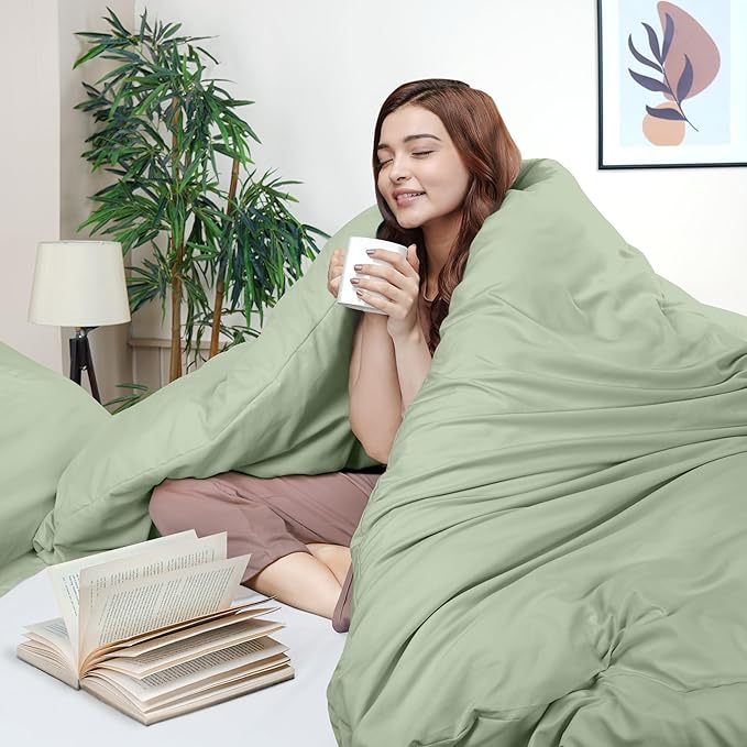 Utopia Bedding Duvet Cover Full Size - 3 Piece with Zipper Closure - 1 Comforter Cover 80X90 Inches & 2 Pillow Shams 20X26 Inches (Sage) Comforter Not Included