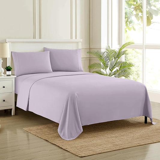 California King Sheet Sets - Breathable Luxury Sheets with Full Elastic & Secure Corner Straps Built In - 1800 Supreme Collection Cal King Deep Pocket Bedding Set, Sheet Set, California King, Lilac
