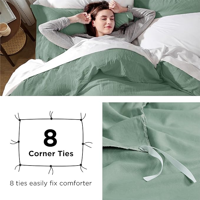 Bedsure Sage Green Duvet Cover King Size Only - Prewashed Cotton-Like Polyester Extra Soft All Season Bedding, Includes 1 Duvet Cover 104x90 Inches with Zipper Closure, Comforter Not Included