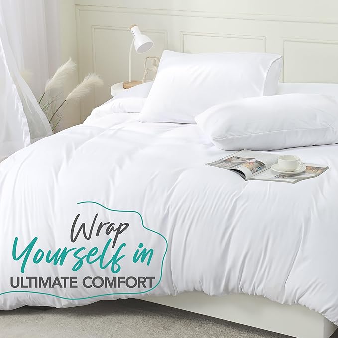 Utopia Bedding Duvet Cover Set with Pillowcases - 3 Pieces Bedding Duvet Cover with Zipper Closure - 1 Duvet Cover with 2 Pillowcases - Soft Brushed Microfiber (Full, White)
