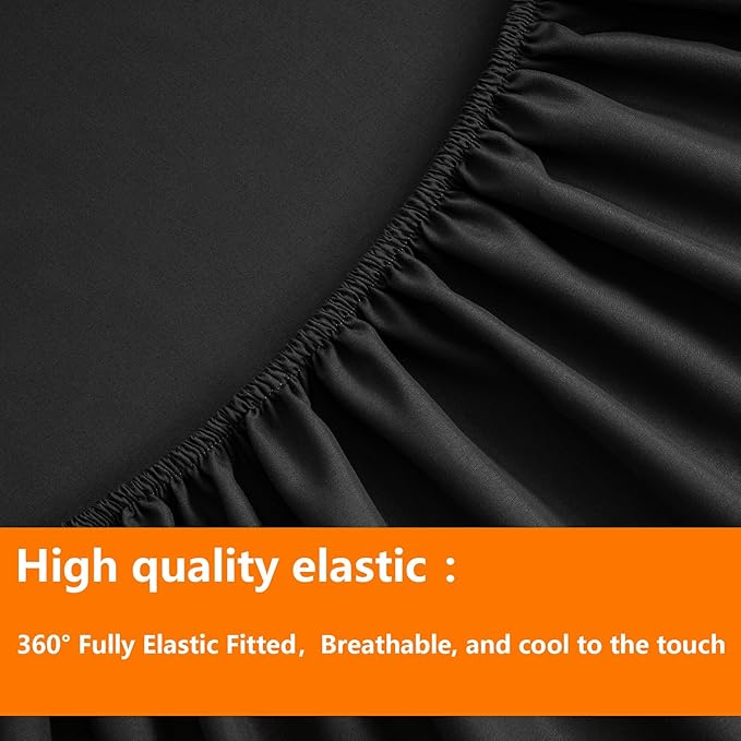 TAIMIT Twin Size Comforter Set - 5 Pieces, Bed in a Bag Bedding Sets with All Season Soft Quilted Warm Fluffy Reversible Comforter,Flat Sheet,Fitted Sheet,1 Pillow Shams,1 Pillowcases,Black