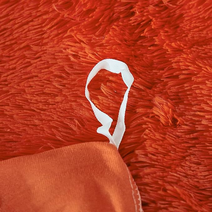 Uhamho Faux Fur Velvet Fluffy Bedding Duvet Cover Set Down Comforter Quilt Cover with Pillow Shams, Ultra Soft Warm and Luxury (King, Orange)