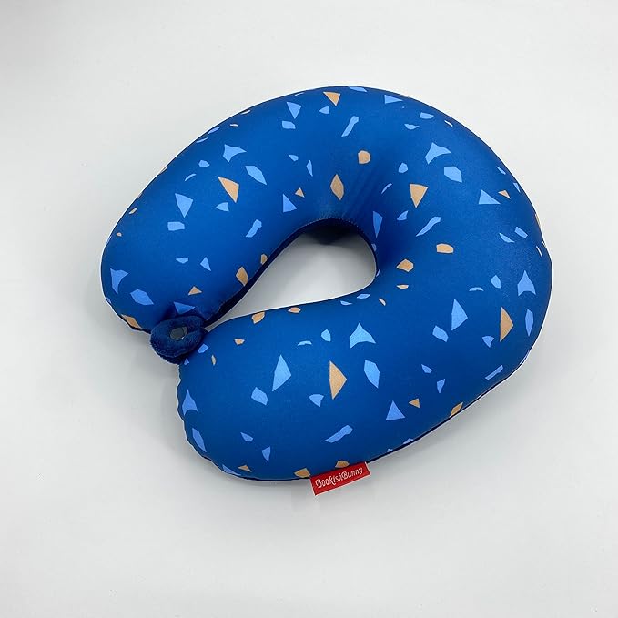 Bookishbunny U Shaped Micro Beads Microbead Neck Head Support Travel Pillow, 12"x12"x4" (ConfettiRoyalBlue)