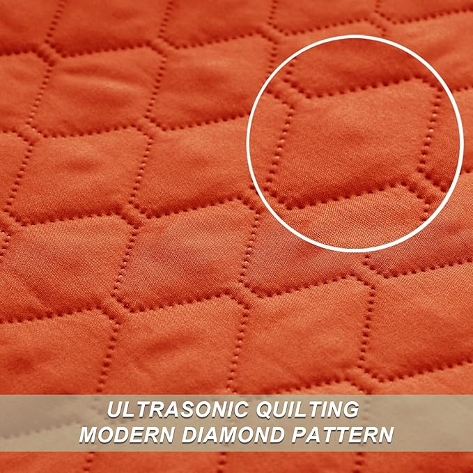 Exclusivo Mezcla Reversible California King Size Quilt Bedding Set with Pillow Shams, Lightweight Quilts Cal King Size, Soft Bedspreads Bed Coverlets for All Seasons - (Burnt Orange, 112"x104")