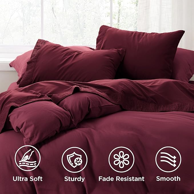 Bedsure California King Sheet Sets - 4 Pieces Soft Cal King Sheets - Breathable & Cooling - Hotel Luxury - Easy Care Polyester Microfiber Bedding for Women, Men, Red