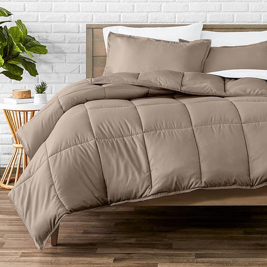Bare Home Comforter Set - Full Size - Ultra-Soft - Goose Down Alternative - Premium 1800 Series - All Season Warmth (Full, Taupe)