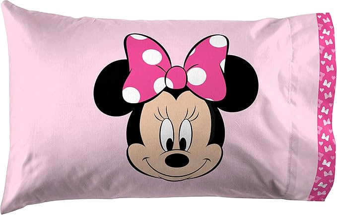 Jay Franco Disney Minnie Mouse Hearts N Love 4 Piece Twin Bed Set - Includes Reversible Comforter & Sheet Set - Super Soft Fade Resistant Microfiber - (Official Disney Product)