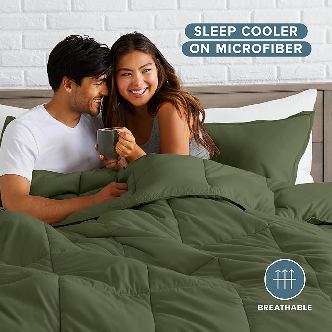 Bare Home Comforter Set - Oversized King Size - Ultra-Soft - Goose Down Alternative - Premium 1800 Series - All Season Warmth (Oversized King, Cypress)