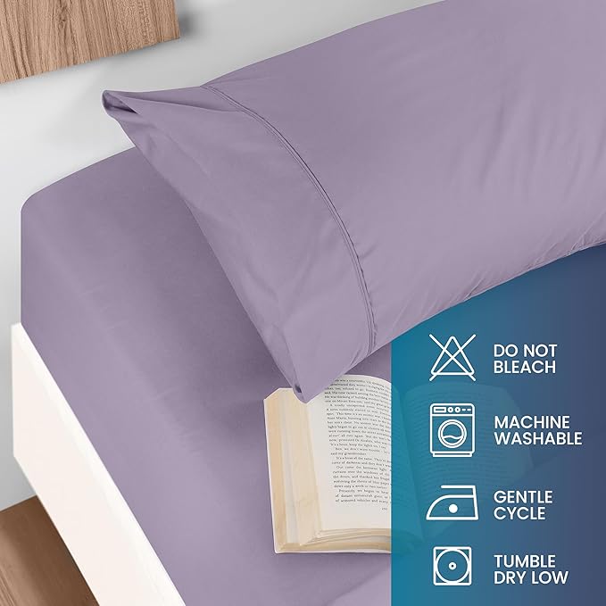 Utopia Bedding Twin Size 3 Piece Sheet Set - Brushed Microfiber - Soft Bed Sheets for Twin Size Bed Set - Includes 1 Fitted, 1 Flat, & 1 Pillow Case - Deep Pocket (Lavender)