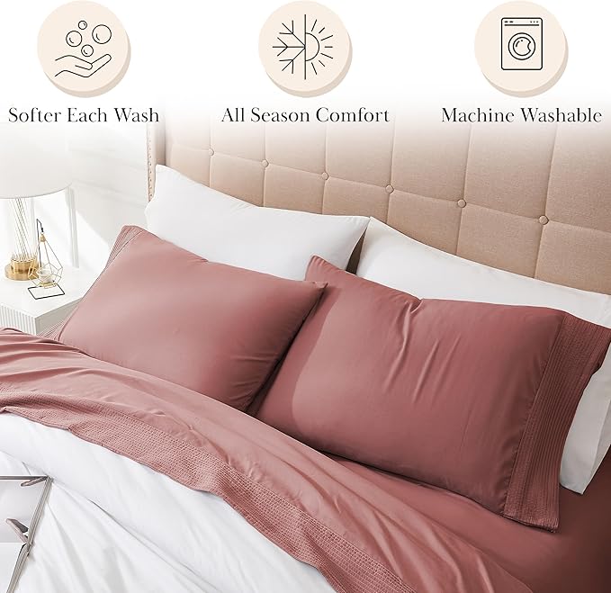 Southshore Fine Living, Inc. Deep Pocket Full Size Bed Sheets Set with 21" Deep Full Fitted Sheet, Pillow Cases Standard Size Set of 2 | Hotel Luxury Quality | Easy Care Microfiber Sheets | Marsala