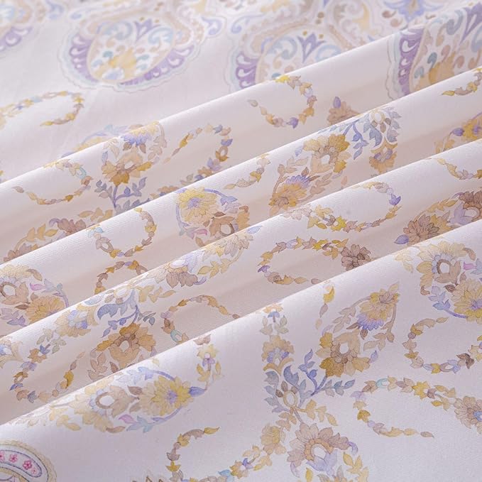 OAITE Duvet Cover Set Twin Size Floral Pattern Ultra Soft 100% Cotton Duvet Cover Sets 3-PC, Breathable Duvet Cover with Zipper Closure & Corner Ties(2 Pillow Shams,1 Duvet Cover)