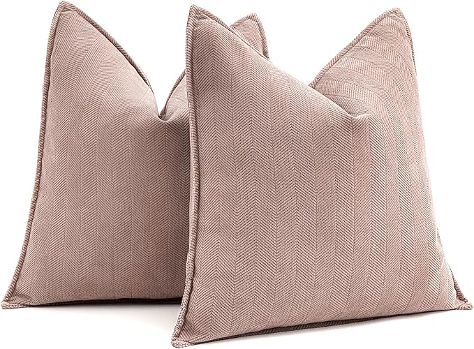 MIULEE Pack of 2 Blush Pink Valentines Decorative Pillow Covers 20x20 Inch Soft Chenille Luxurious Couch Throw Pillows Farmhouse Cushion Covers for Sofa Bedroom Living Room Spring Home Decor