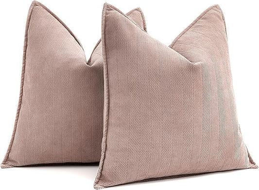 MIULEE Pack of 2 Blush Pink Valentines Decorative Pillow Covers 26x26 Inch Soft Chenille Luxurious Couch Throw Pillows Farmhouse Cushion Covers Euro Shams for Sofa Bed Living Room Spring Home Decor