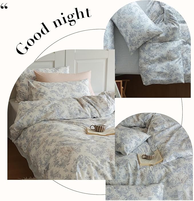 HighBuy Vintage Flower Girls Duvet Cover Full Size Cozy Cotton Garden Floral Duvet Cover Chic Bedding Set Full Lightweight Soft Boho Floral Comforter Cover Full with 2 Pillowcases All Season