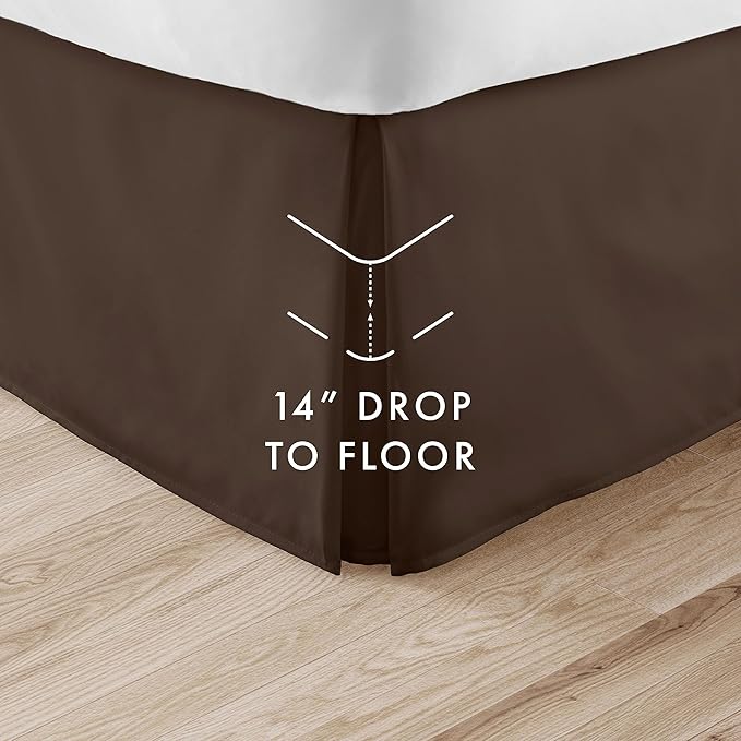 Linen Market Bed Skirt - Ultra Soft Microfiber - Easy Fit with 14 Inch Tailored Drop - Hotel Quality, Shrinkage & Fade Resistant - Bed Cover - Full Size Bed Skirts - Bedroom Décor - (Full, Chocolate)