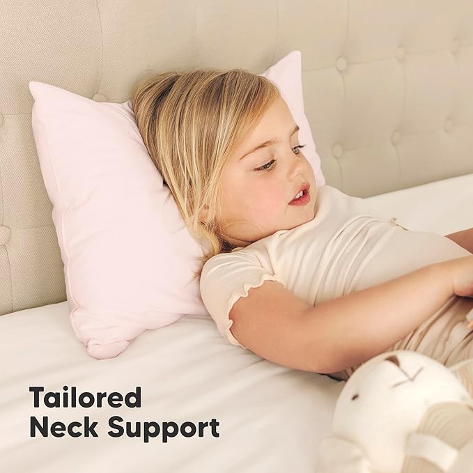 KeaBabies 2-Pack Toddler Pillows 2 Year Old to 5-13x18 Soft Organic Cotton Kids Pillow for Sleeping, Travel, School, Daycare, Nap, Toddler Bed, Machine Washable, Without Pillowcase (Mist Pink)