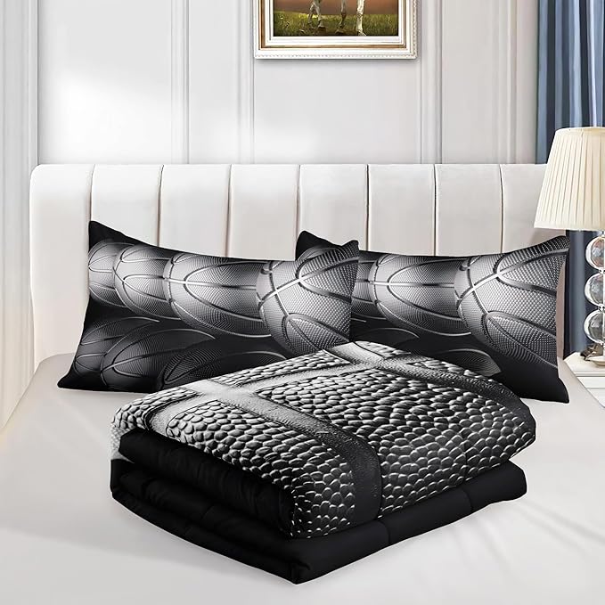 6 PCS Basketball Queen Comforter Sets,Basketball Bedding Set for Boys,Sports Comforter Set,Queen Size Bedding Sets for Boys,Bed in A Bag with Sheets