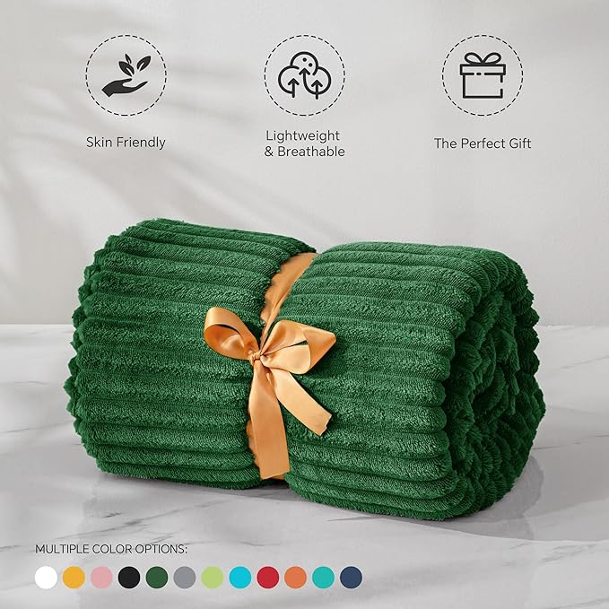BEDELITE Baby Blankets for Boys Girls 30"x 40" - 3D Ribbed Jacquard Cute Fuzzy Fleece Blanket, Warm and Breathable Soft Cozy Infant Toddler Blanket for Newborn All Seasons Suitable, Dark Green