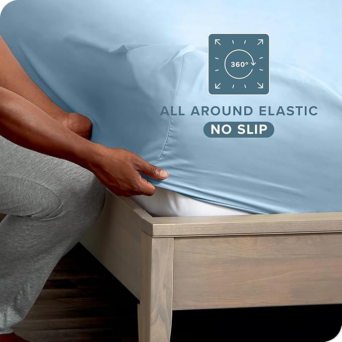 Bare Home 2-Pack Fitted Bottom Sheets Split King - Premium 1800 Ultra-Soft Microfiber - Deep Pocket - 4 Twin XL Fitted Sheets (Split King, Light Blue)