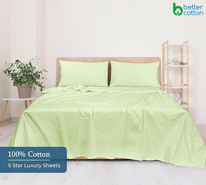 400 Thread Count 100% American Grown Cotton Flat Sheet - Cooling Sheets - King Sheets - Luxury Sateen Weave - King Flat Sheet Sold Separately - Super Soft Green Flat Sheet Only (King, Florentine Sage)