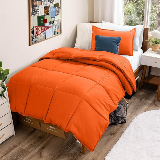 Bare Home Comforter Set - Twin/Twin Extra Long Size - Ultra-Soft - Goose Down Alternative - Premium 1800 Series - All Season Warmth (Twin/Twin XL, Orange)