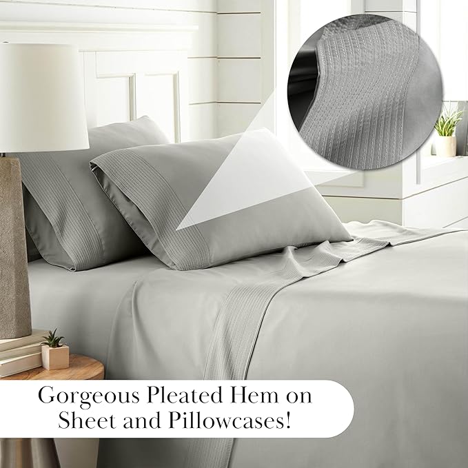 Southshore Fine Living, Inc. Deep Pocket Twin Sheet Set with 21" Deep Twin Fitted Sheet with 1 Pillow Case Standard Size | Hotel Luxury Quality | Fade Resistant, Microfiber Sheets | Steel Grey