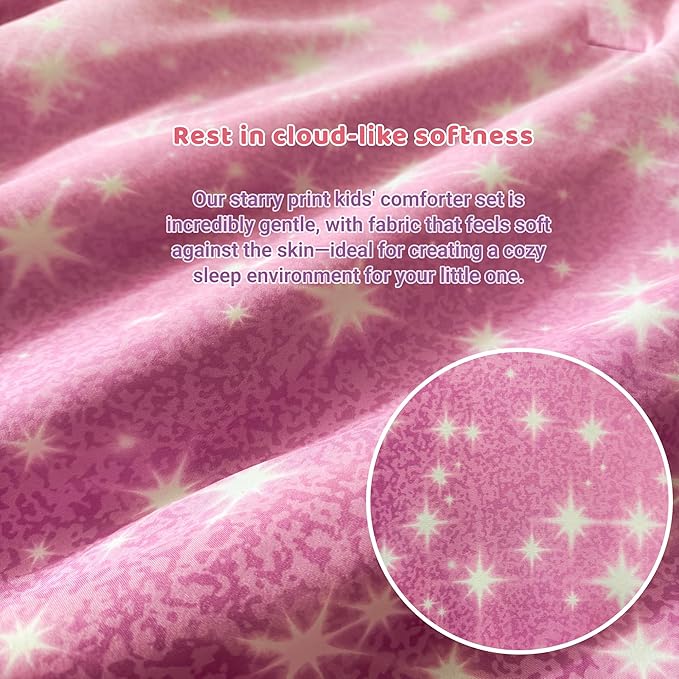 Full Comforter Set for Girls Kids - 7 Pieces Purple Galaxy Full Size Bedding Sets for Kids, Soft Cozy Bed in A Bag with Sheets