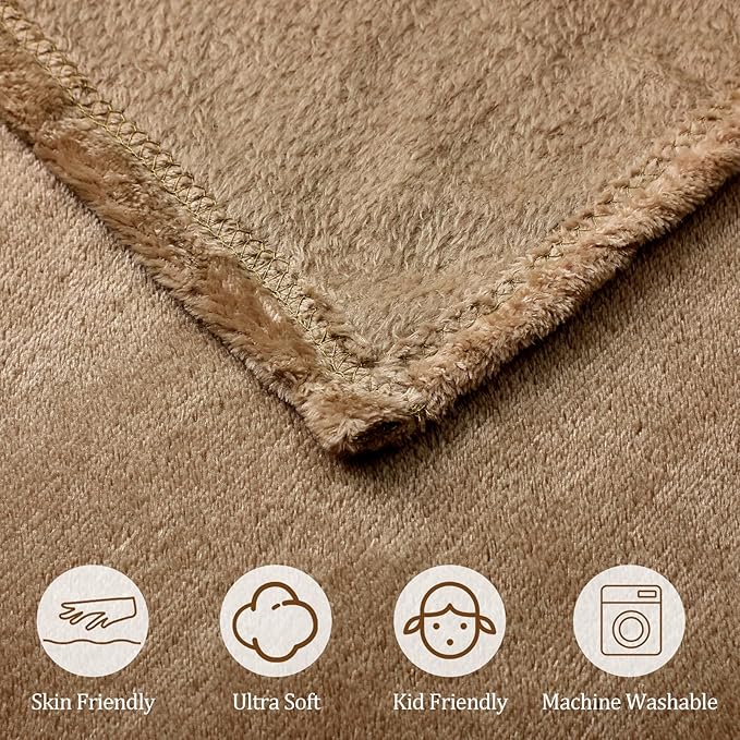 Tinideya Flannel Fleece Throw Blanket Bulk 50 x 60 Inch Soft Fleece Blanket Warm Throw Blankets Coral Blankets for Couch Sofa Home Wedding Gifts Season(Earthy Color,12 Pcs)