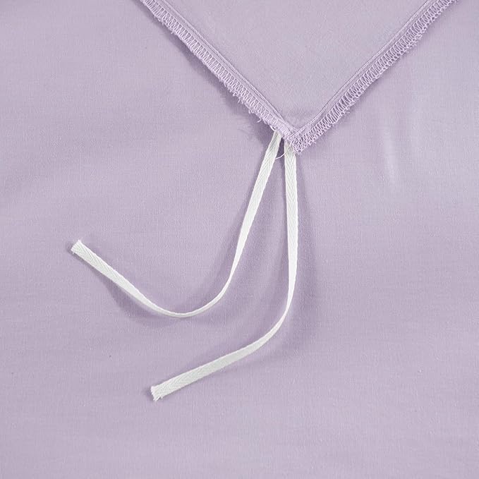NEXHOME PRO Twin Duvet Cover Set, 100% Washed Cotton with Linen-Like Texture, Natural Organic, Breathable & Comfortable, Includes Home Bedding Set Lilac (No Comforter) 6890