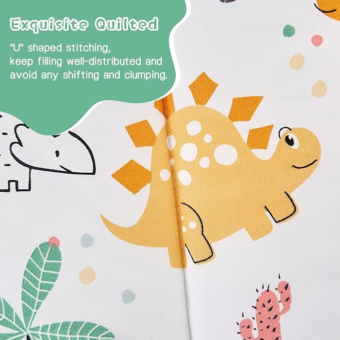 Yibeizi Dinosaur Kids Comforter Set for Boys Twin, Cute Quilted Dino Printed Bedding Set with Pillow Sham, Lightweight Soft Breathable Machine Washable Bed Set 2 Piece