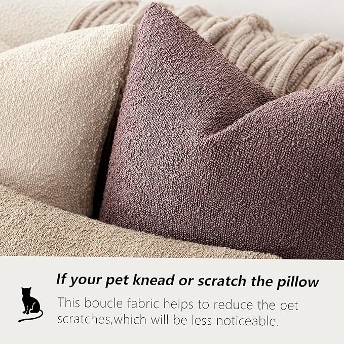 Foindtower Set of 2, Decorative Textured Boucle Throw Pillow Covers Accent Solid Pillow Cases Neutral Soft Cozy Couch Cushion Case for Chair Sofa Bedroom Living Room Home Decor 16x16 Inch Dark Purple