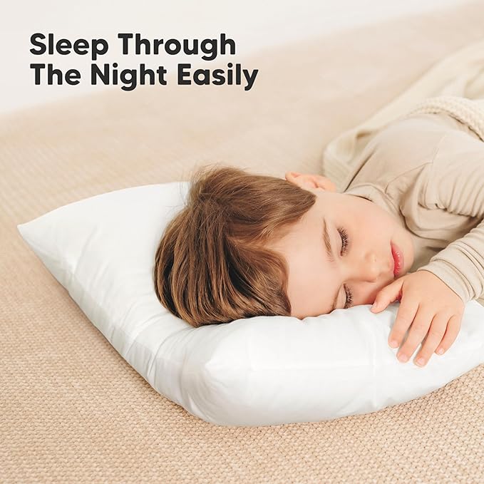 KeaBabies 2-Pack Toddler Pillows 2 Year Old to 5-14x20 Soft Organic Cotton Kids Pillow for Sleeping, Travel, School, Daycare, Nap, Toddler Bed, Machine Washable, Without Pillowcase (Soft White)
