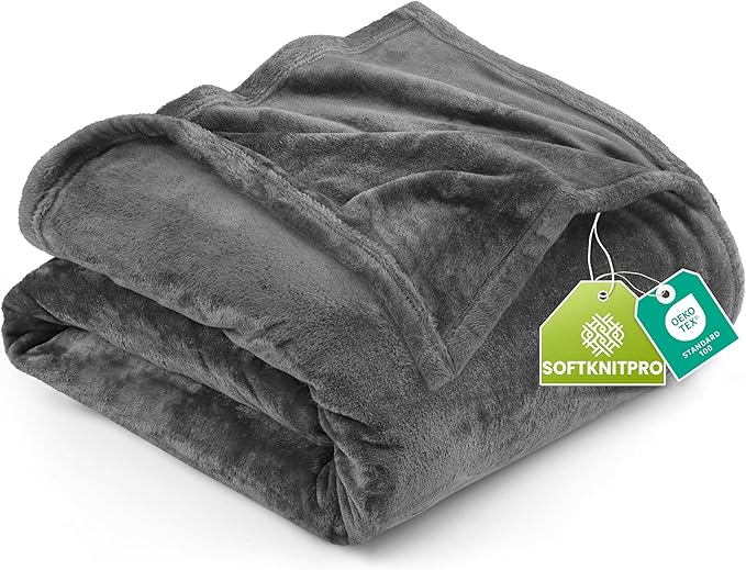 Utopia Bedding Fleece Blanket Twin XL Size Grey 300GSM Luxury Anti-Static Fuzzy Soft Microfiber Dorm Bed Blanket (90x76 Inch)