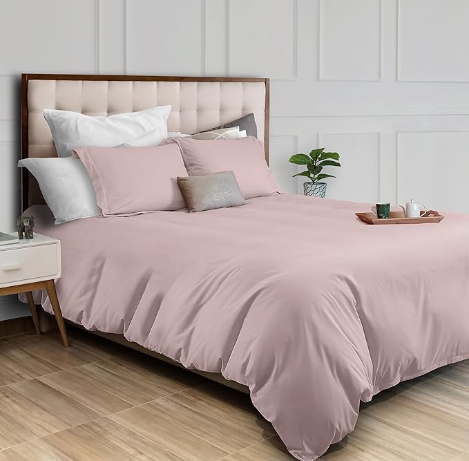 White Classic Pink Duvet Cover King Size, Microfiber Duvet Cover with Zipper, Set of 1 Down Comforter Cover with 2 Pillow Shams, Luxury Comforter Cover King Size | Comforter Not Included