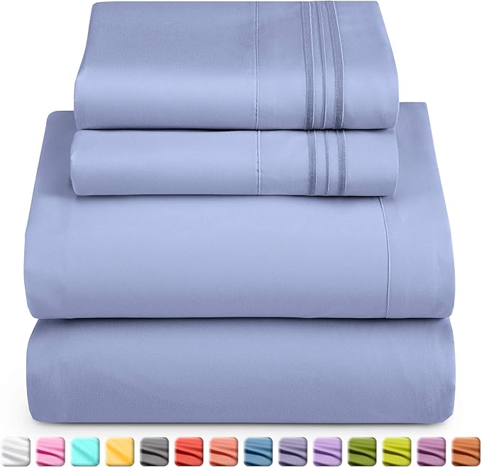 Nestl King Sheet Set - Luxury 1800 Ultra-Soft Microfiber King Bed Sheets - Double Brushed - Deep Pockets - Easy Fit - 4 Piece Set - Bedding Sheets & Pillowcases (King, Steel Blue)
