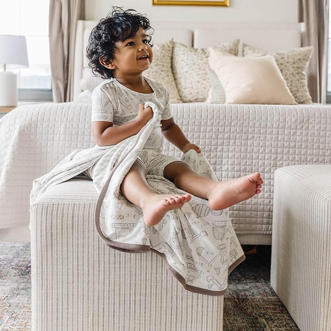 Large Premium Knit Baby 3 Layer Stretchy Quilt Blanket "Gage" by Copper Pearl
