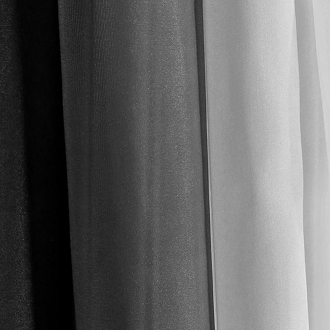 NAPEARL Ombre Window Scarf Valance, Romantic Gradient Voile Scarf Valance for Ceremony Backdrop, Wedding Arch, Kids Bedroom, Decorative Swag Curtain 144 Inches, Black